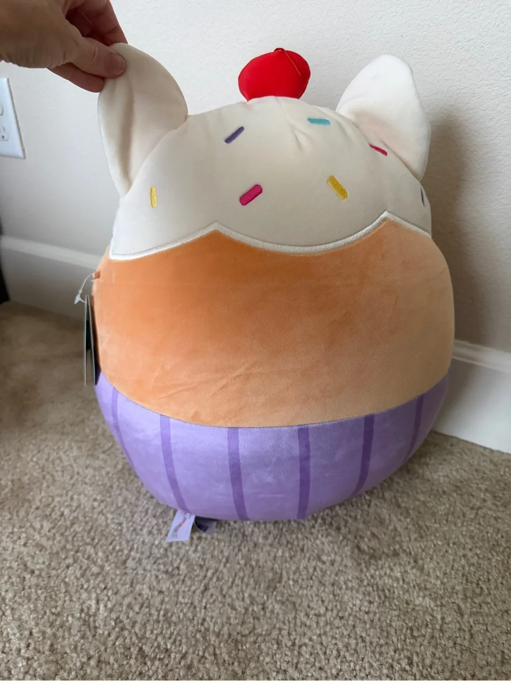 Squishmallows Miriam 16” Cat Cupcake Pet Toy - Cream, Orange & Purple